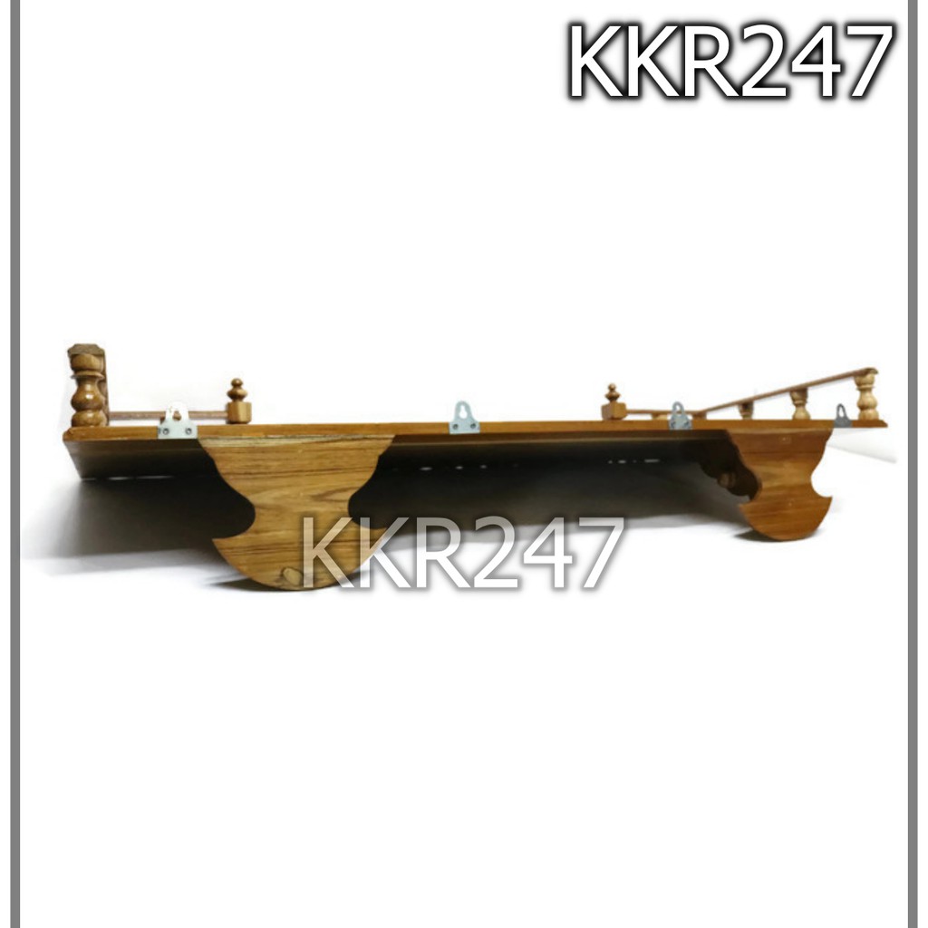 kkr247-หิ้งพระไม้สัก-เหลี่ยม-หิ้งวางพระติดผนัง-ขนาด-100-ซม-สีเคลือบ
