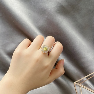 แหวนเพทาย รูปดอกเดซี่ ขนาดเล็ก สามารถปรับได้ แฟชั่นฤดูร้อน สไตล์ญี่ปุ่น และเกาหลีใต้ สําหรับผู้หญิง