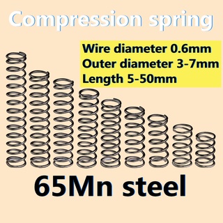 【AZY】สปริงบีบอัด ขนาดเล็ก เส้นผ่าศูนย์กลาง 0.6 มม. ยาว 3-7 มม. ยาว 10~50 มม. 5 ชิ้น
