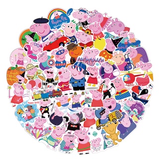 สติกเกอร์ PVC ลายการ์ตูน Peppa Pig น่ารัก กันน้ํา 50 ชิ้น (D)