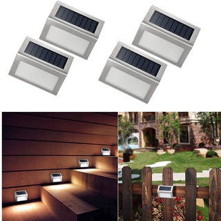 Solar Lights Outdoor Garden Solar Fence lights 3 LED Step Lights Stainless Steel Case for Stair Wall Patio Yard