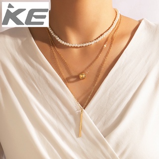 temperament Korean version of the word pendant necklace multi-pearl clavicle chain sweater cha