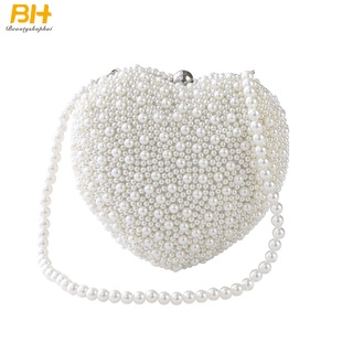 New Luxury Women Heart-Shaped Pearl Dinner Bag Evening Dress Handbag Bridesmaid Pearl Embroidery Evening Bags