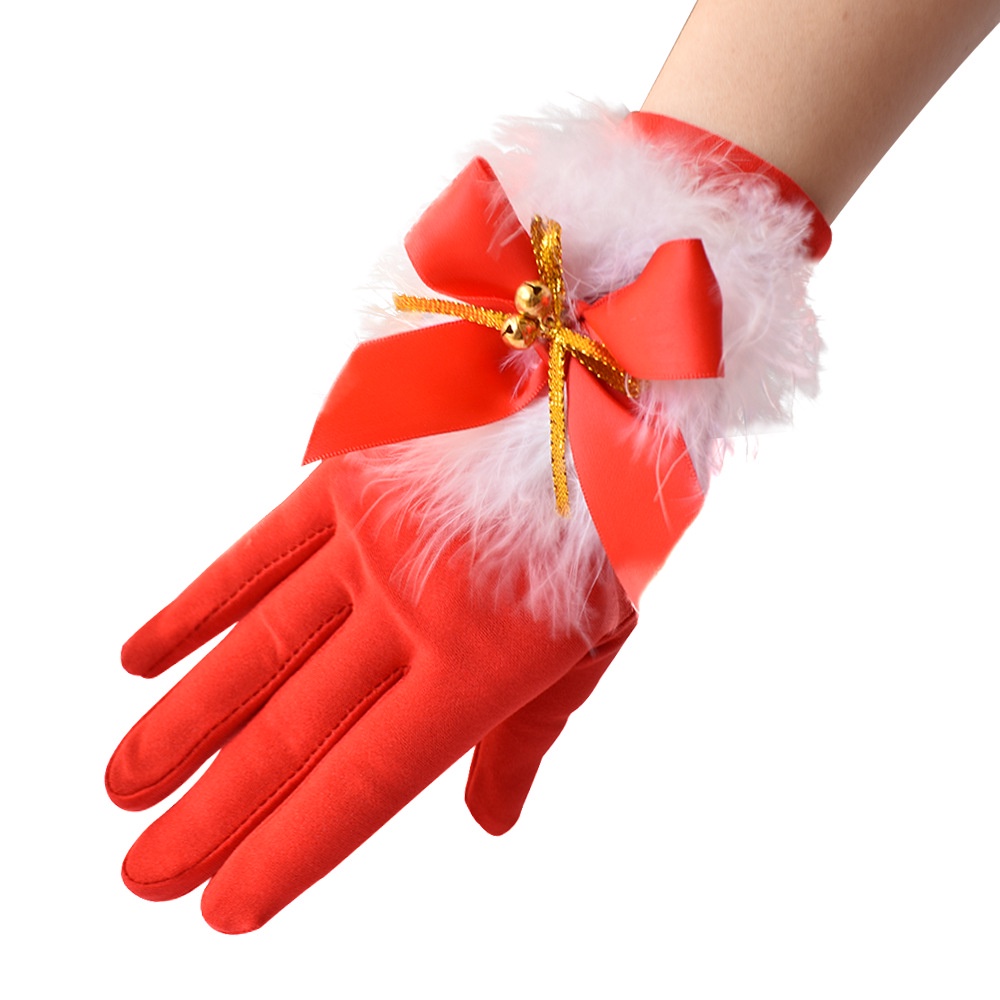 ถุงมือสั้น-ถุงมือคริสต์มาสแบบสั้น-ถุงมือคริสต์มาสผู้หญิง-ผ้าไมโครไฟเบอร์