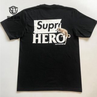 เสื้อยืดสีดำอินเทรนด์เสื้อยืดแขนสั้น พิมพ์ลายโลโก้สุนัข Supreme Antihero Joint สําหรับผู้ชายS M L   XL  XXL