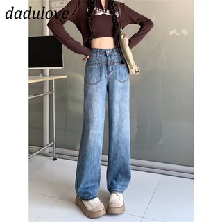 DaDulove💕 New Korean Version Ins Niche Loose Straight Jeans Womens High Waist Large Size Casual Pants