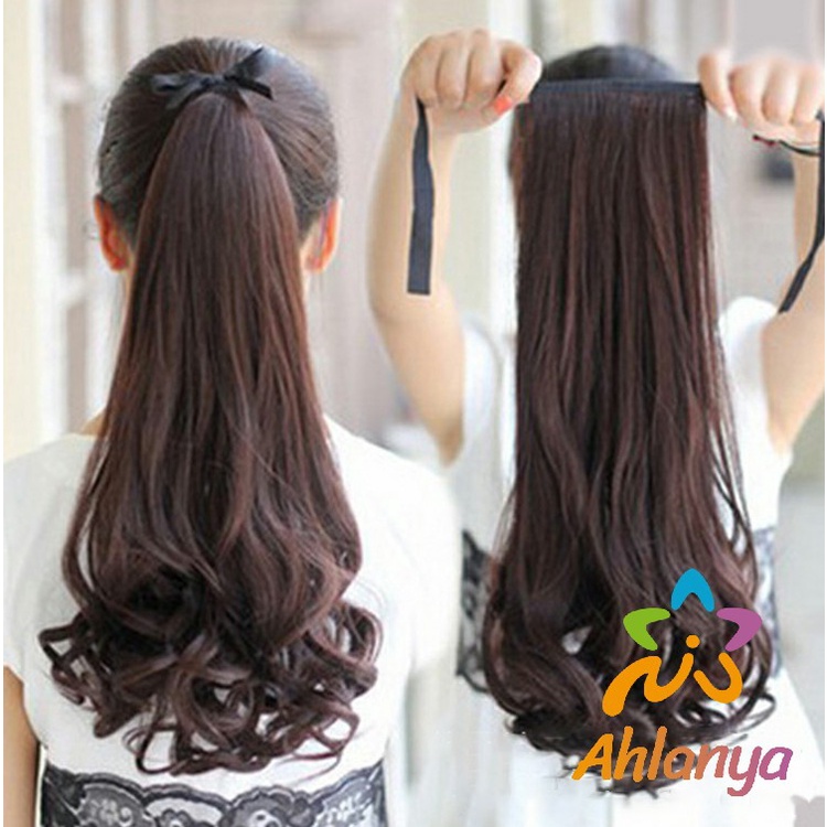 ahlanya-วิกผมหางม้าปลอม-ปลายลอนหยักโศกใหญ่-ponytail-wig