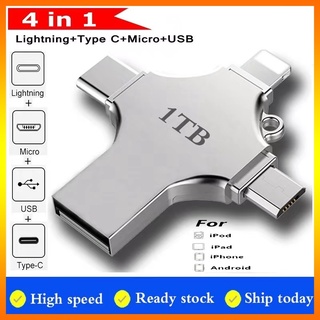 สินค้า Hp 4in1 OTG แฟลชไดรฟ์ USB 1TB 512GB 32GB Type-C USB สําหรับ iPhone Android PC IOS