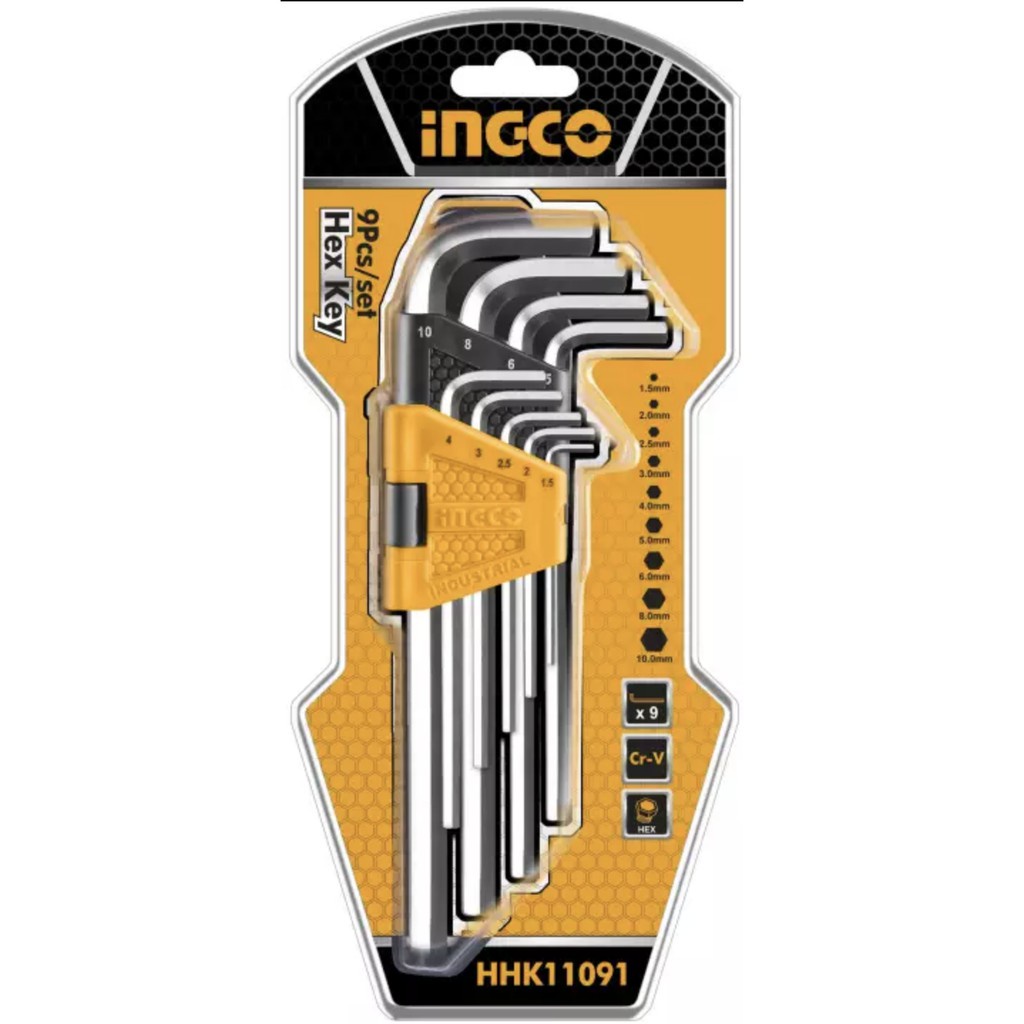 ภาพสินค้าINGCO ประแจแอล หกเหลี่ยม 1.5 - 10 มม. 9 ตัวชุด รุ่น HHK11091 (ยาว) ( Hex Key ) / ประแจหกเหลี่ยม จากร้าน metro_official_store บน Shopee ภาพที่ 3