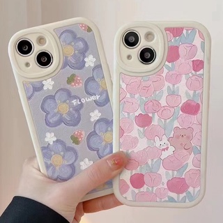 เคสโทรศัพท์มือถือ กันกระแทก ลายดอกไม้ หมี สําหรับ OPPO Reno7Z Reno7 A76 A74 A16 A15 A96 A93 A94 A54 A5S A3S A7 A12 A8 A9 A5 A52 A92 A92020 A55 A31 A53 2020 Reno4 Reno5 Reno6 Reno6z F9 Pro F11pro A52020