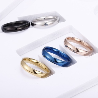 แหวนสเตนเลส 5 สี 4 มม. กันแพ้ สไตล์ญี่ปุ่น เกาหลี ไซซ์ 5-13 สําหรับคู่รัก วันวาเลนไทน์ ปาร์ตี้ ผู้ชาย ผู้หญิง