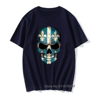 ผ้าฝ้ายคอกลมเสื้อยืดแขนสั้น คอกลม ผ้าฝ้าย 100% พิมพ์ลายธง Canada Quebec Skull Map Overd 2021 สําหรับผู้ชายfrom S-4XL