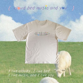 เสื้อยืด Oversize งานปักลาย " cloud bed music and you " T-shirts