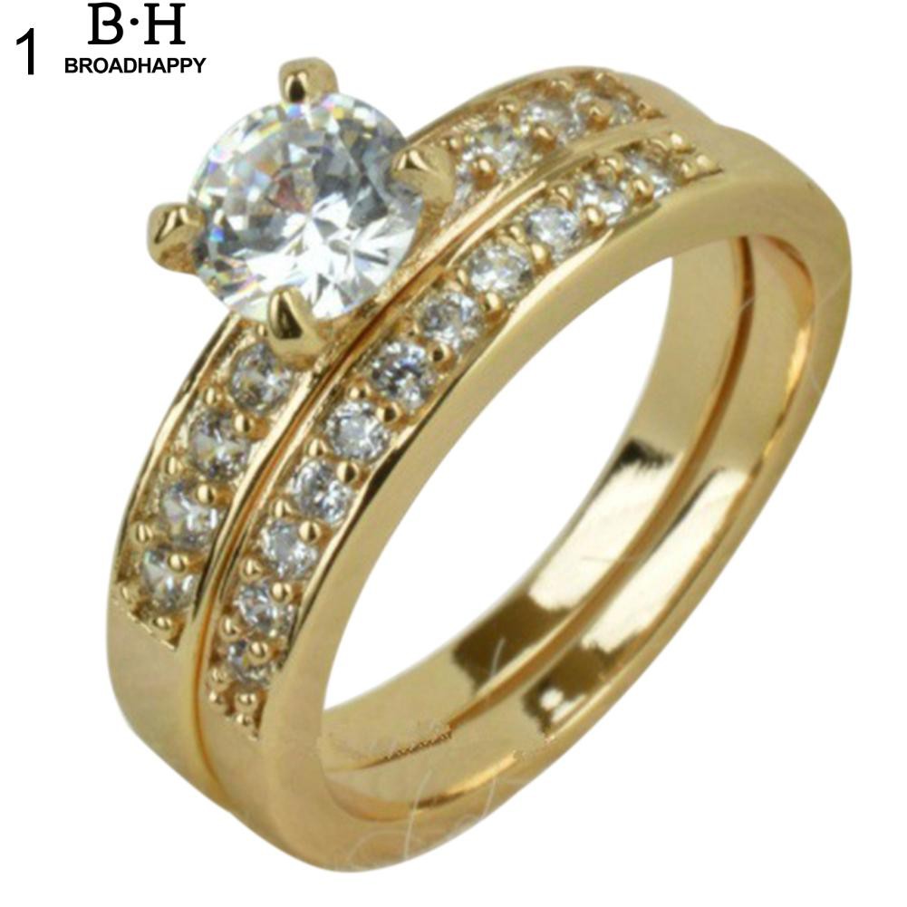 broadhappy-แฟชั่น-unisex-rhinestone-แหวนคู่รักหมั้นคู่รัก-แหวนเกลี้ยง