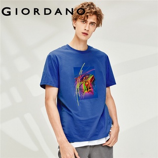 Giordano Men เสื้อยืดแขนสั้นคอกลม ผ้าฝ้าย100% สกรีนลวดลาย Painting Series Free Shipping 30099249