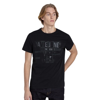 HH DAVIE JONES เสื้อยืด พิมพ์ลาย สีดำ T-Shirt MTSTB0182BK เสื้อยืดผ้าฝ้าย