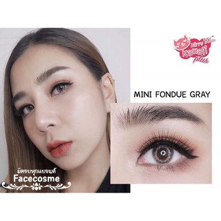 💖 Kitty Kawaii mini foundue  brown gray Contactlens บิ๊กอาย คอนแทคเลนส์ ราคาถูก แถมตลับฟรี