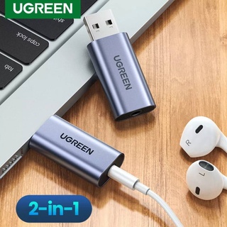 ภาพหน้าปกสินค้าUGREEN รุ่น80864 Sound Card USB to Aux 3.5mm TRRS การ์ดเสียงสำหรับ PC, โน๊ตบุ๊ค, PS4, External USB Sound Card, Earphone ที่เกี่ยวข้อง