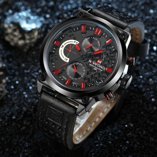สินค้า หรูหราในราคาเบาๆนาฬิกาข้อมือชาย กันน้ำ นาฬิกา naviforce แท้ รุ่นNF9068-RED สายหนัง ของแท้100%
