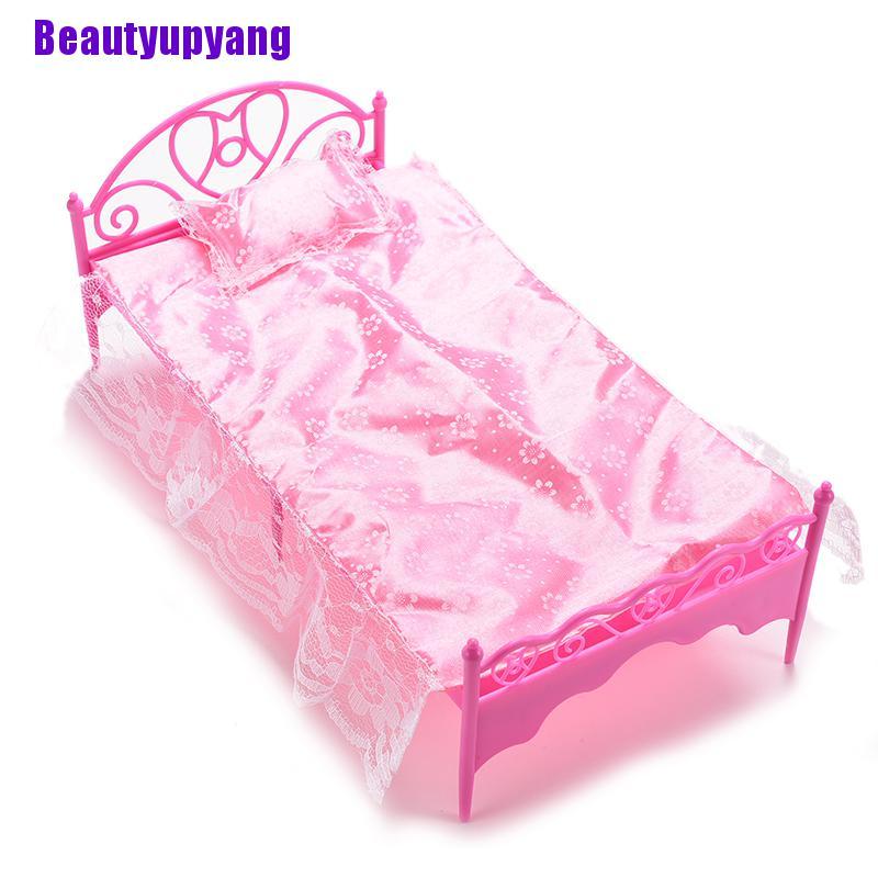 xbeautyupyang-เตียงนอนเดี่ยวสําหรับตุ๊กตาบาร์บี้-1-ชุด