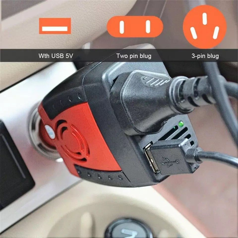 อินเวอร์เตอร์-150w-12v-to-220v-portable-smart-power-inverter-เครื่องแปลงไฟจากแบตเตอรี่รถยนต์-12vdc-เป็นไฟบ้าน