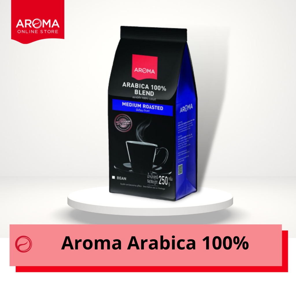 aroma-coffee-เมล็ดกาแฟคั่ว-arabica-100-ชนิดเม็ด-250-กรัม-ซอง