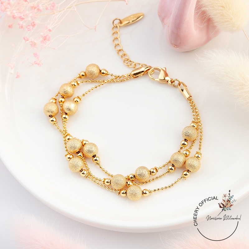 พร้อมส่ง-สร้อยข้อมือทอง24k-สร้อยข้อมืออิตาลี-สร้อยข้อมือเกาหลี-สร้อยสีทอง-สร้อยข้อมือ-xuping-ลายเยอะ-ใส่อาบนำ้ได้