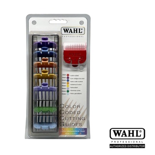 WAHL Professional 8-Pack Color Coded Cutting Guides (ฟันรองตัดบัตตาเลี่ยนสี) แท้100% Wahl ตัดผม 8 แพ็คสีตัด ตัวรองมาตรฐาน U.S.A. ตัวช่วยตัดแต่งทรงผม หวี ฟันรอง ปัตตาเลี่ยน แบตตาเลี่ยน แบตเตอร์เลี่ยน ที่ตัดผม