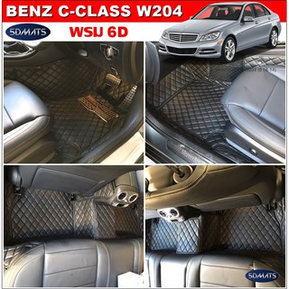 พรมปูพื้นรถยนต์BENZ C-CLASS W204 พรม6D สีดำด้ายดำ เต็มคัน 3ชิ้น เข้ารูป100%