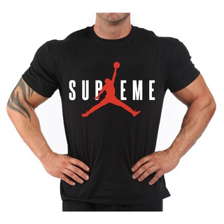 เสื้อยืดลําลอง ผ้าฝ้ายแท้ แขนสั้น พิมพ์ลาย Supreme Jordan แฟชั่นสําหรับผู้ชาย เหมาะกับการเล่นบาสเก็ตบอล ฟิตเนส เข้ายิม