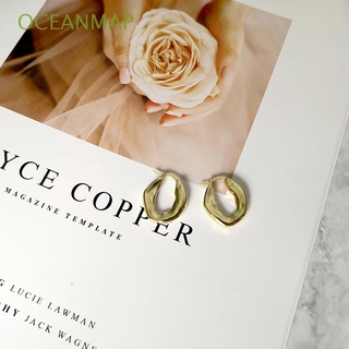 สินค้า OCEANMAP Simple Stud Earrings Statement Drop Earrings Hoop Earrings Circle Gold Solid Round Stylish Fashion  Accessories Thick Jewelry/Multicolor