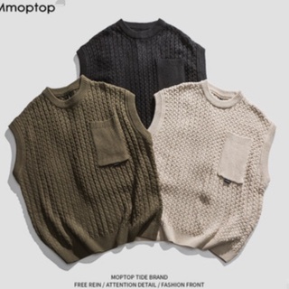 เสื้อกั๊ก ผ้าวูลถัก คอกลม แฟชั่นฤดูใบไม้ร่วง สําหรับผู้ชาย