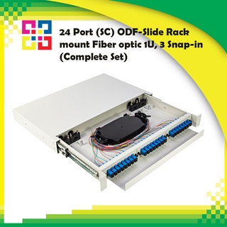 24 Port (SC) ODF-Slide Rack mount Fiber optic 1U, 3 Snap-in (Complete Set)