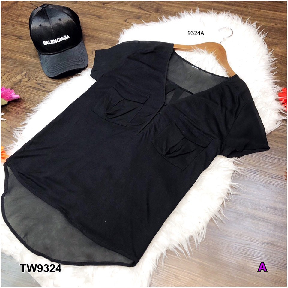 เสื้อคอวีหน้าสั้นหลังยาว-tw9324