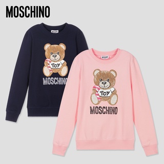 Moschino ใหม่ เสื้อกันหนาว พิมพ์ลายโลโก้ตัวอักษร ลูกอม หมี