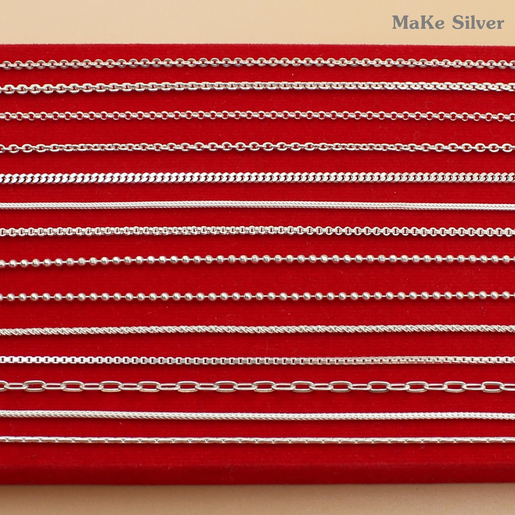 ภาพสินค้าMaKe Silver : สร้อยคอเงินแท้92.5% ยาว161820 (เงินแท้ทั้งเส้นไม่ชุบไม่ลอก) แถมฟรีน้ำยาล้างเงิน 30ml จากร้าน meng_silver บน Shopee ภาพที่ 3