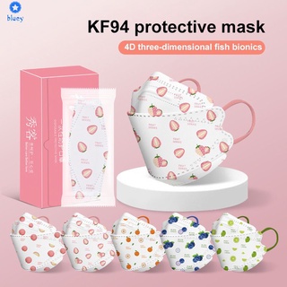 หน้ากากเกาหลีหน้ากากใบหน้า Kf94ผลไม้ชุดน่ารักแบบสามชั้นป้องกันทิ้งหน้ากากผู้ใหญ่3d บรรจุเป็นรายบุคคล10ชิ้นหน้ากาก【 Bluey】