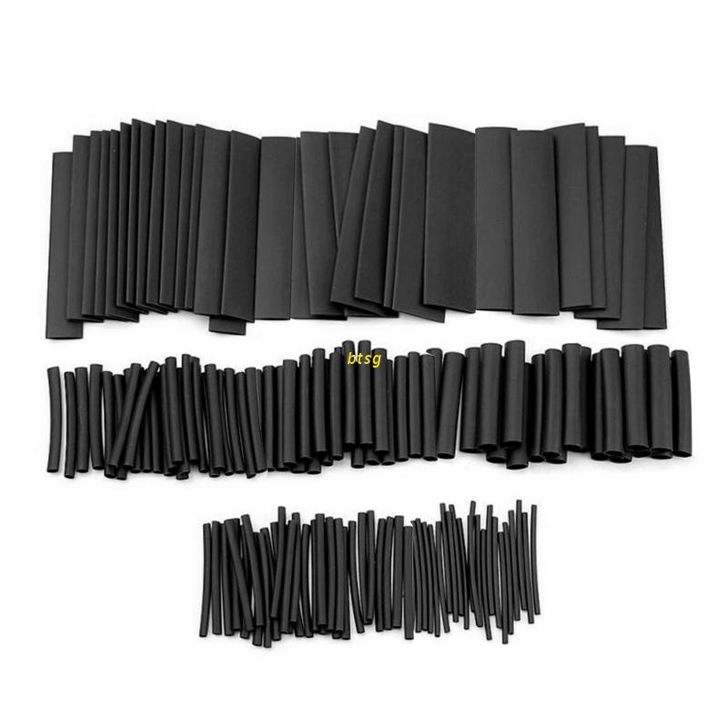 btsg-ชุดท่อหดไฟฟ้า-หุ้มสายไฟ-ฉนวนกันความร้อน-สีดํา-127-ชิ้น