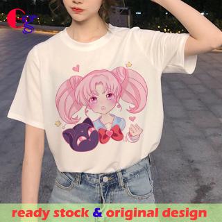 *Gg* เซเลอร์มูน Sailor Moon 2019 T shirt White Printed เสื้อยืด Tops