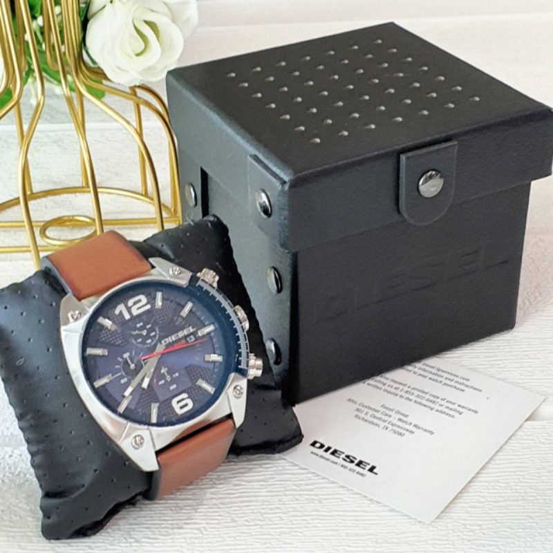 สด-ผ่อน-นาฬิกาสายหนัง-dz4400-diesel-mens-overflow-watch-สายหนัง-สีน้ำตาล-หน้าปัด-สีนำ้เงินขนาด-49x54-มิล
