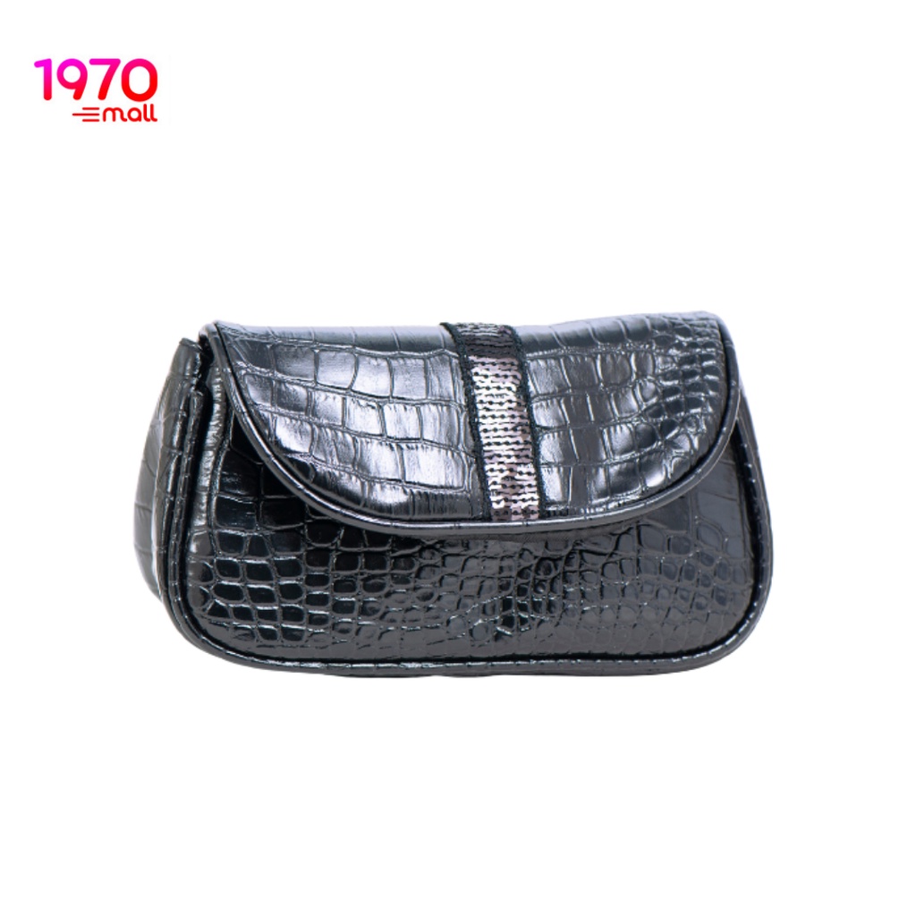 bsc-wrinkle-drama-bag-กระเป๋าใส่ของ-หรือ-เครื่องสำอาง-กระเป๋าถือ-ลายหนังจระเข้-สีดำ