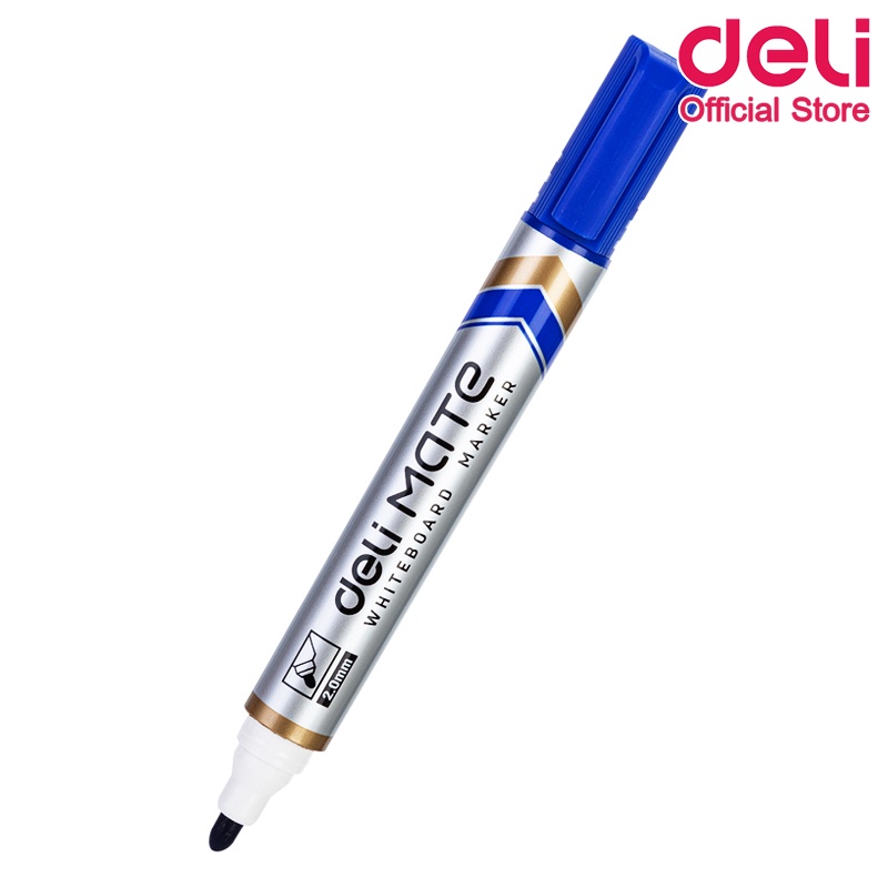 deli-u00330-dry-erase-marker-ปากกาไวท์บอร์ดปลอดสารพิษ-ไม่มีกลิ่นฉุน-แพ็ค-12-แท่ง-หมึกน้ำเงิน-เครื่องเขียน-ปากกาไวท์บอร์ด-ไวท์บอร์ด