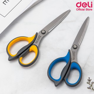 Deli 77759 Scissors กรรไกรสเตนเลส สำหรับตัดกระดาษและผ้า ขนาด 170 mm (6 3/5 นิ้ว) คละสี 1 ชิ้น อุปกรณ์ตัด อุปกรณ์สำนักงาน