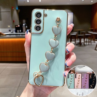 เคสโทรศัพท์มือถือแบบนิ่ม Tpu กันกระแทก กันรอยเลนส์กล้อง ลายหัวใจ พร้อมสายโซ่คล้องมือ สําหรับ Oppo Find X5 Pro 5G PFEM10 Find X3 Lite X2 NEO