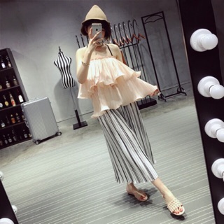 ♡ white - black pleated pants 💜☔️ ♡