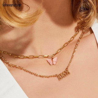 IFYOU Fashion Letter Butterfly Necklace Gold Chain Angel Babygirl Choker Women Accessories Gift