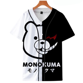เสื้อยืด พิมพ์ลายอนิเมะ Danganronpa Monokuma Baseball สีดํา สีขาว ทรงหลวม สไตล์ฮิปฮอป สําหรับผู้ชาย และผู้หญิง
