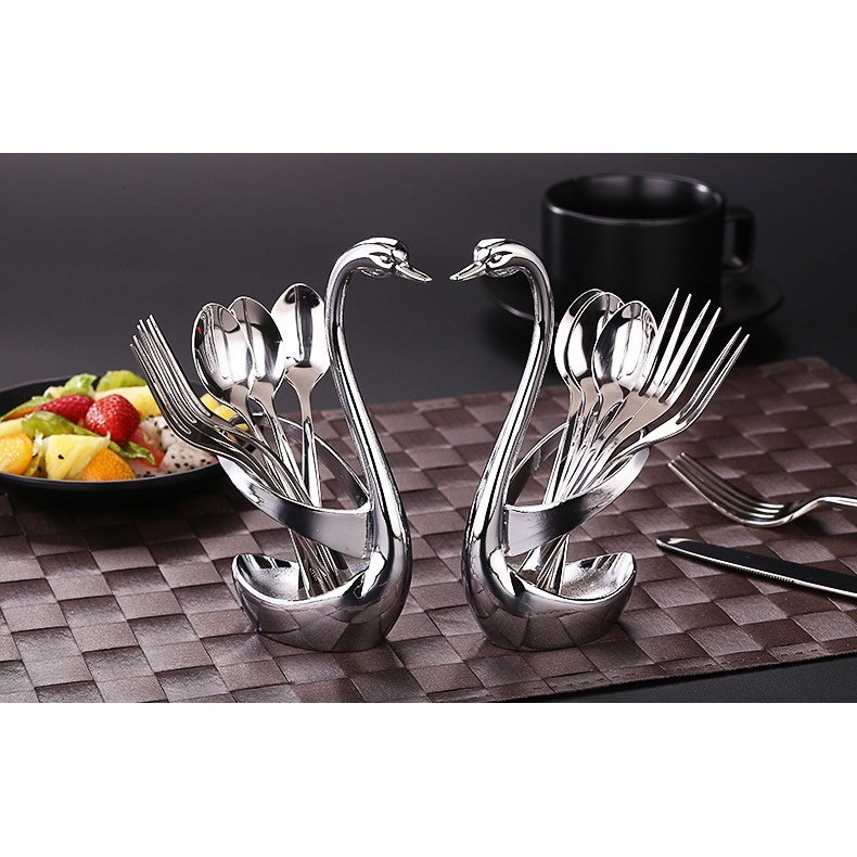 ez-ช้อนส้อมผลไม้-สแตนเลส-304-swan-breakfast-dinner-lunch-dining-afternoon-tea-fruit-spoon-fork-stainless-steel-304-set