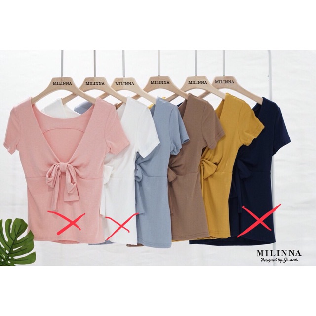 เสื้อคอยู-แต่งโบว์-ผ้าเกาหลี-milinna