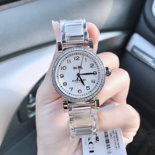 (ผ่อน0%)นาฬิกา สเตนเลสสีเงิน 32 มม. ล้อมด้วยคริสตัล COACH Madison Silver Dial Stainless Steel Ladies Watch 14502396 เงิน